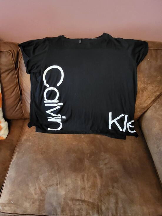 Calvin Klein Tops - Calvin Klein 3xl  Black Tee with White Logo Print
